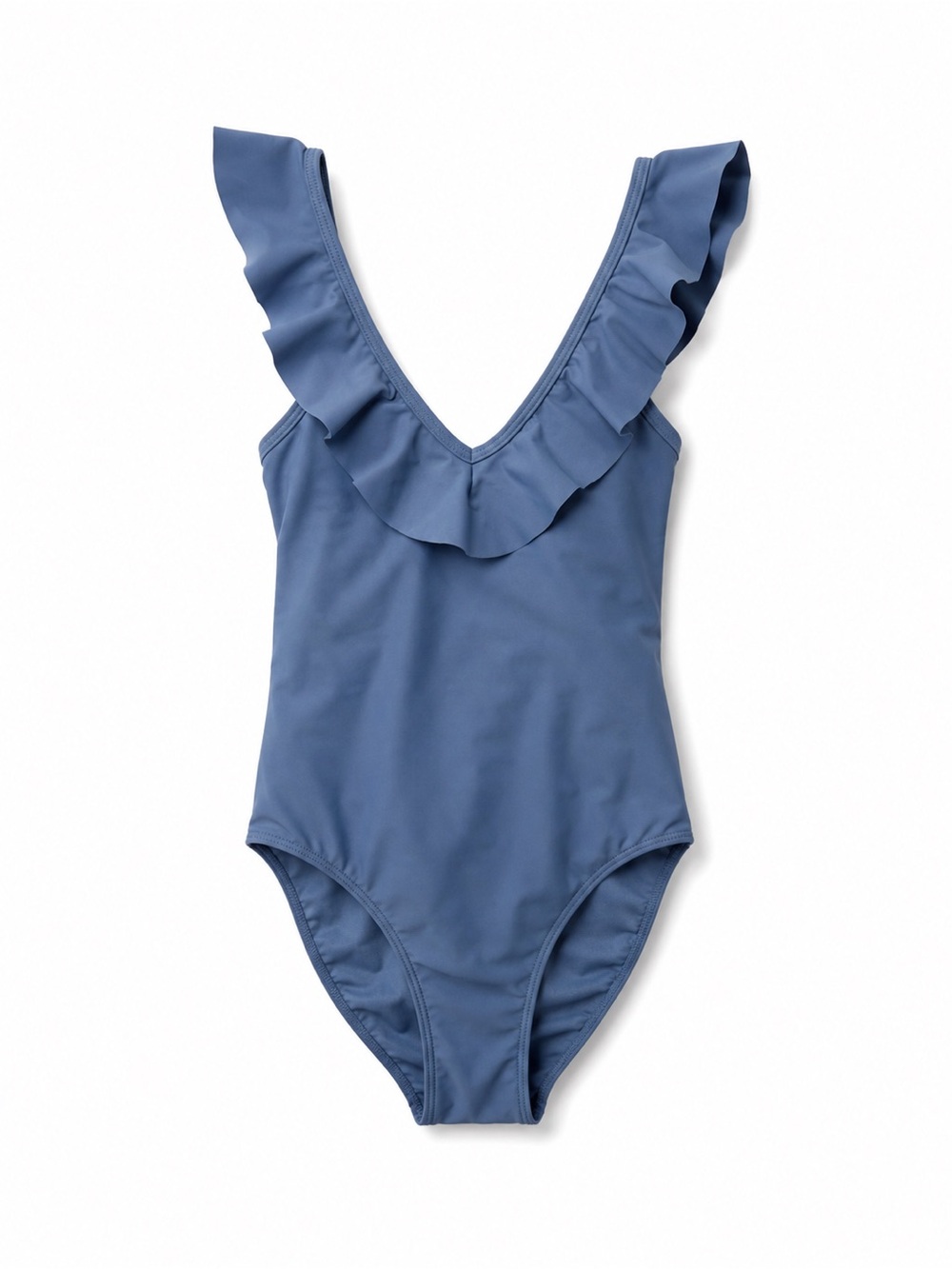 Target Blue Ruffle One Piece Swimsuit Plunge V Neck Women's XS